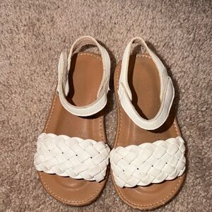 Braided White and Tan Sandals